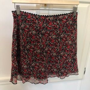 Princess Polly red/black floral mini skirt